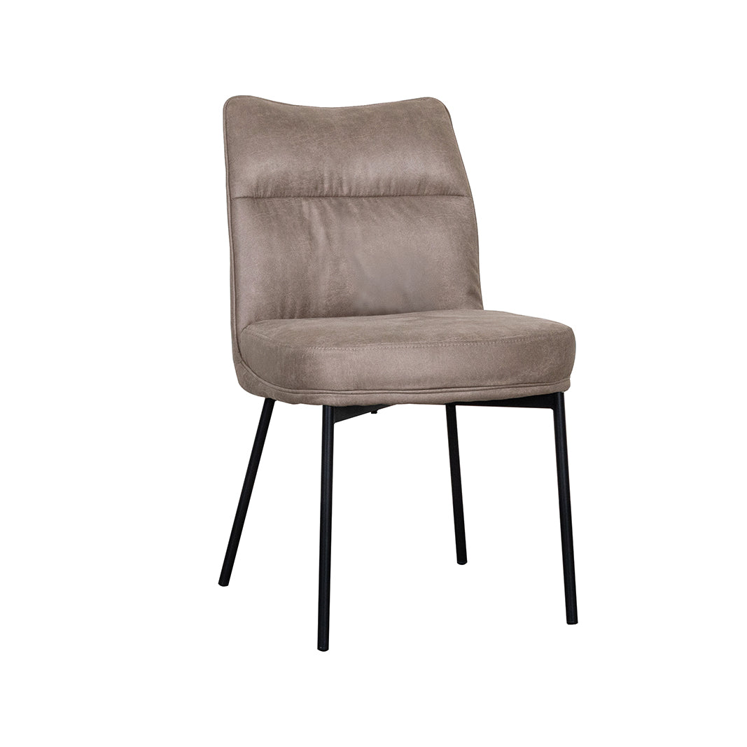LABEL51 Eetkamerstoelen Lennon - Taupe - Kunstleder - Zwart Metalen Frame