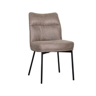 LABEL51 Eetkamerstoelen Lennon - Taupe - Kunstleder - Zwart Metalen Frame