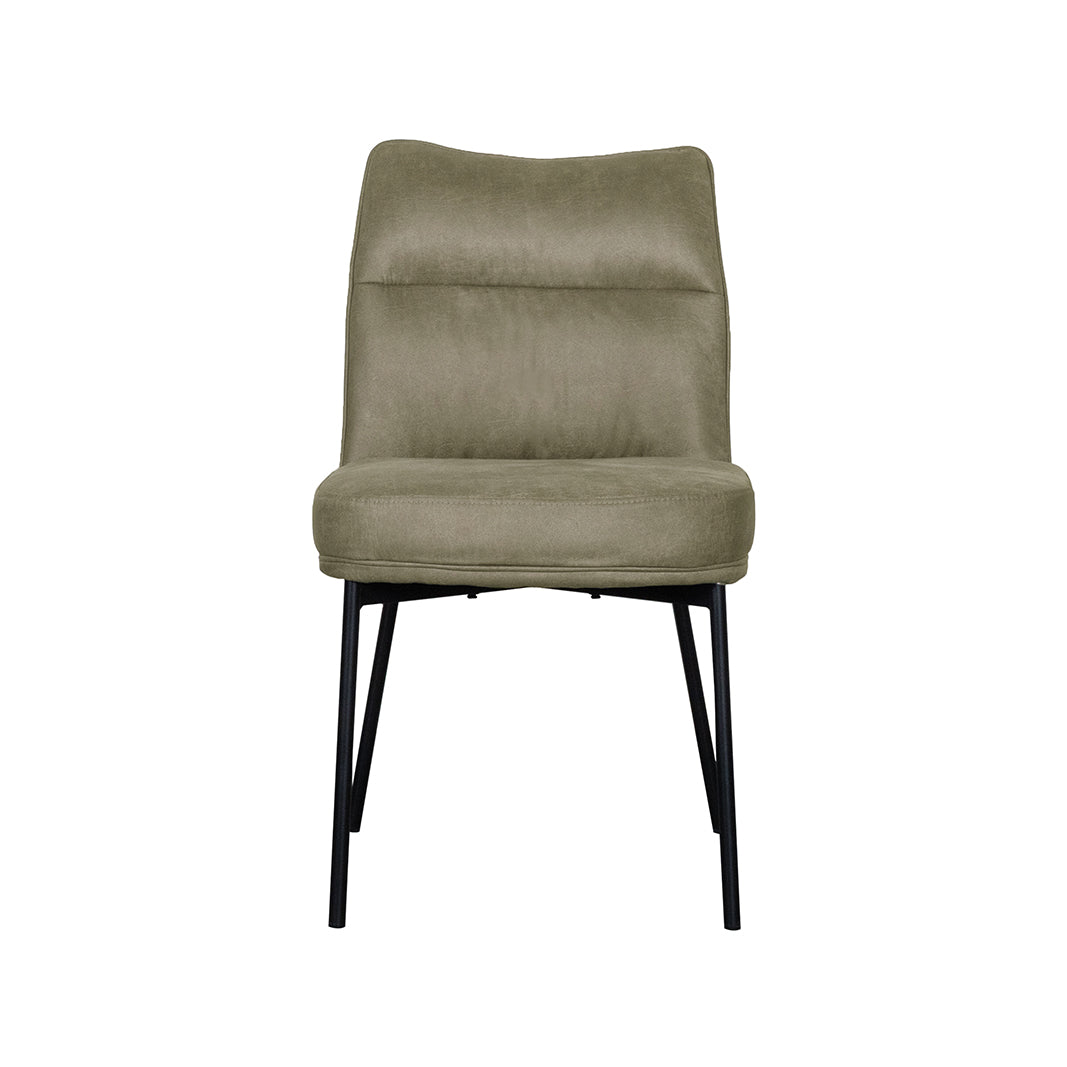 LABEL51 Eetkamerstoelen Lennon - Moss - Kunstleder - Zwart Metalen Frame