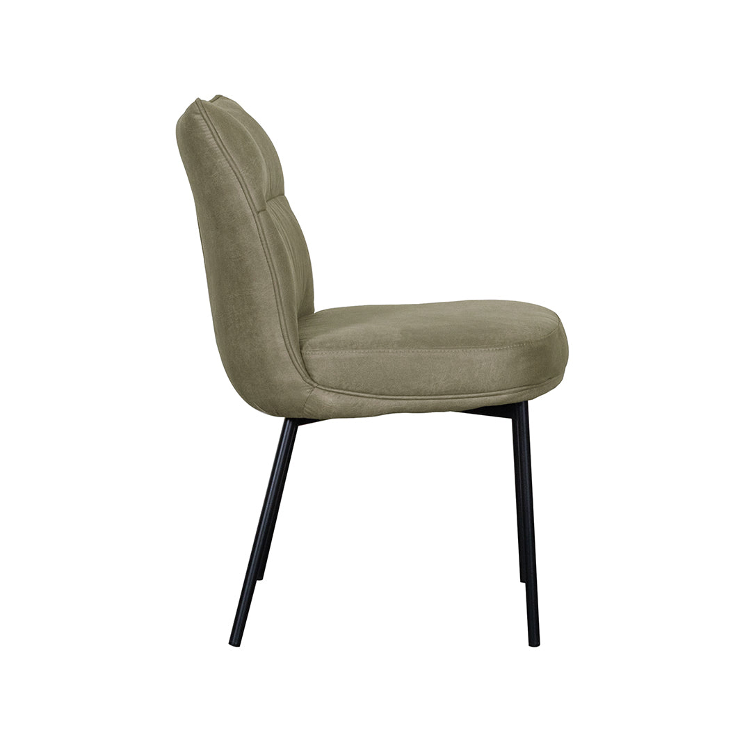 LABEL51 Eetkamerstoelen Lennon - Moss - Kunstleder - Zwart Metalen Frame