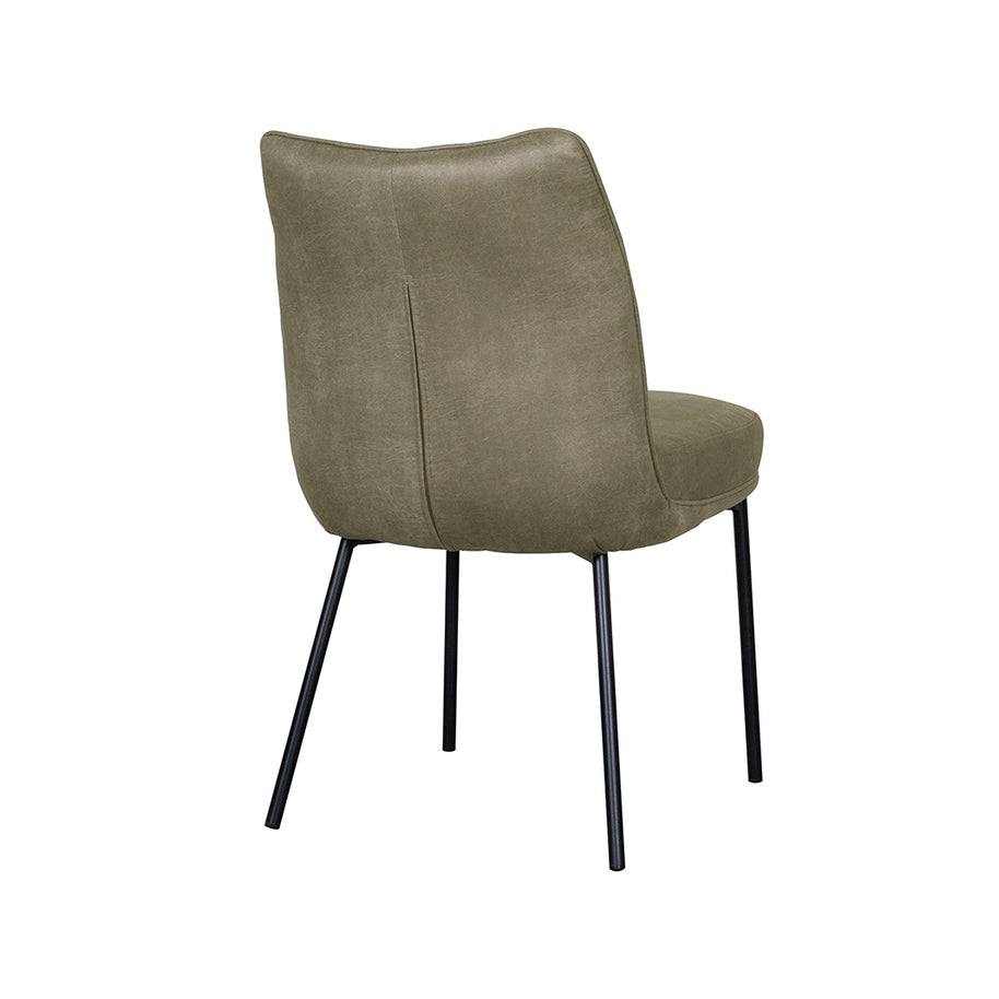 LABEL51 Eetkamerstoelen Lennon - Moss - Kunstleder - Zwart Metalen Frame