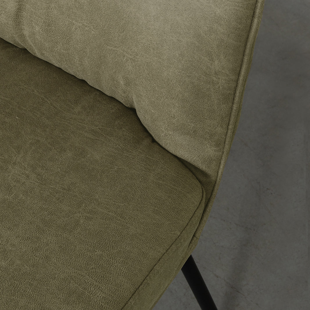 LABEL51 Eetkamerstoelen Lennon - Moss - Kunstleder - Zwart Metalen Frame