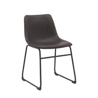LABEL51 Eetkamerstoelen Risto - Donkerbruin - Kunstleder - Zwart Metalen Frame