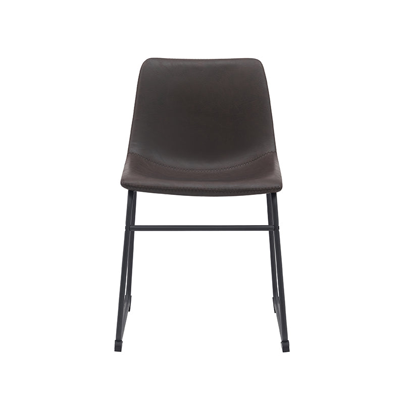 LABEL51 Eetkamerstoelen Risto - Donkerbruin - Kunstleder - Zwart Metalen Frame