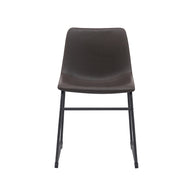 LABEL51 Eetkamerstoelen Risto - Donkerbruin - Kunstleder - Zwart Metalen Frame