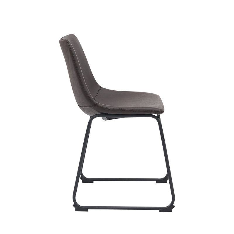 LABEL51 Eetkamerstoelen Risto - Donkerbruin - Kunstleder - Zwart Metalen Frame