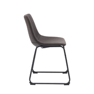 LABEL51 Eetkamerstoelen Risto - Donkerbruin - Kunstleder - Zwart Metalen Frame