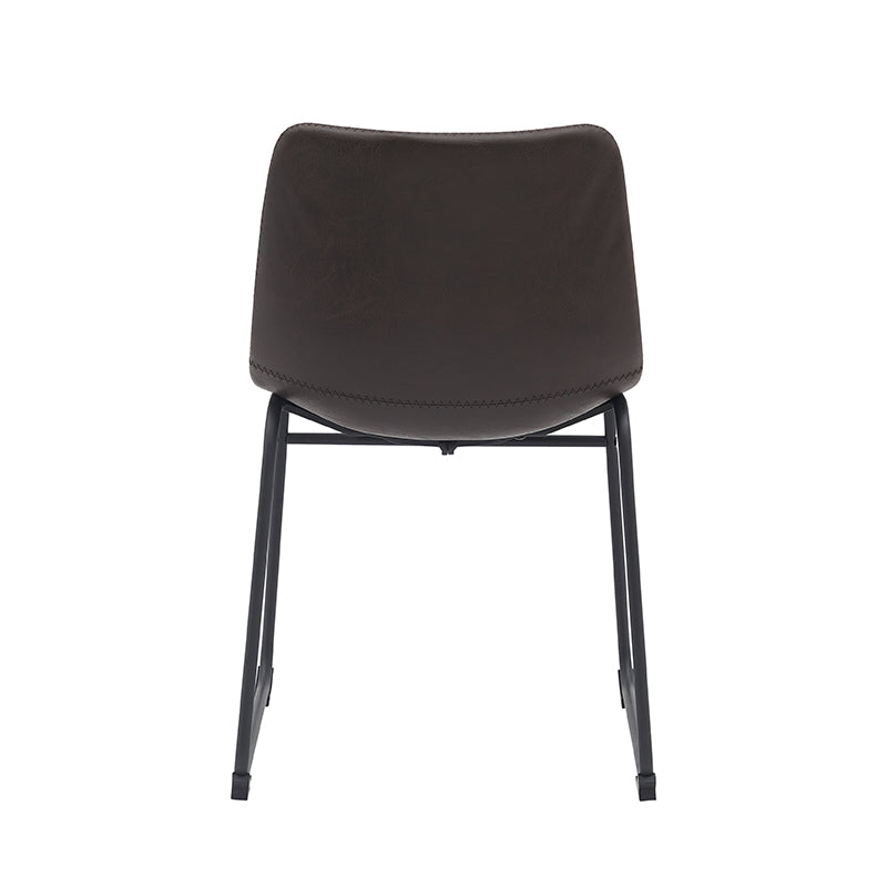 LABEL51 Eetkamerstoelen Risto - Donkerbruin - Kunstleder - Zwart Metalen Frame
