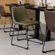 LABEL51 Eetkamerstoelen Risto - Hunter - Kunstleder - Zwart Metalen Frame