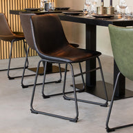 LABEL51 Eetkamerstoelen Risto - Zwart - Kunstleder - Zwart Metalen Frame