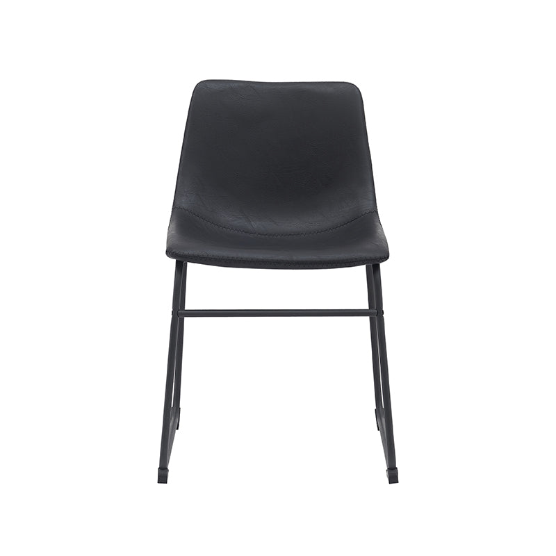LABEL51 Eetkamerstoelen Risto - Zwart - Kunstleder - Zwart Metalen Frame