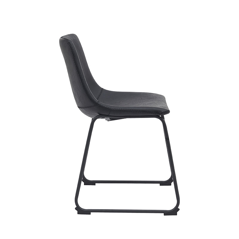 LABEL51 Eetkamerstoelen Risto - Zwart - Kunstleder - Zwart Metalen Frame