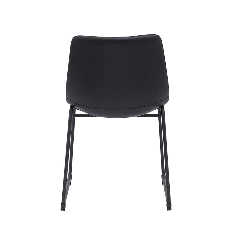 LABEL51 Eetkamerstoelen Risto - Zwart - Kunstleder - Zwart Metalen Frame