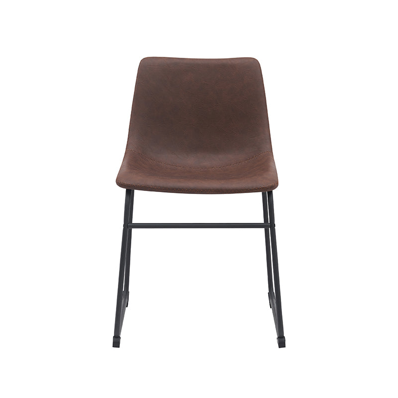 LABEL51 Eetkamerstoelen Risto - Bruin - Kunstleder - Zwart Metalen Frame