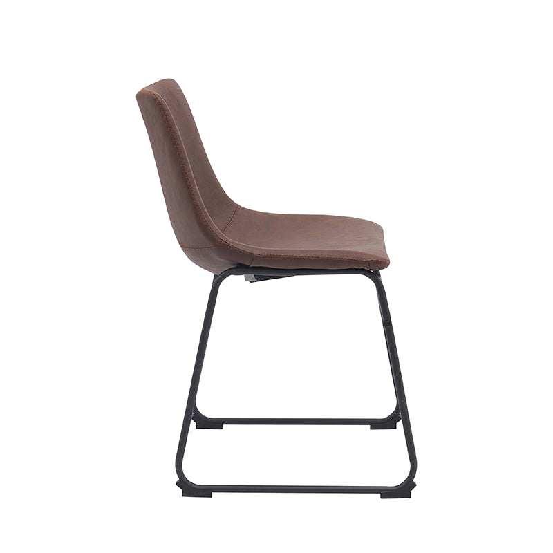 LABEL51 Eetkamerstoelen Risto - Bruin - Kunstleder - Zwart Metalen Frame