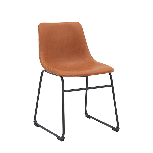 LABEL51 Eetkamerstoelen Risto - Cognac - Kunstleder - Zwart Metalen Frame