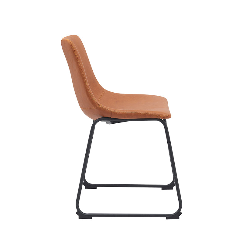 LABEL51 Eetkamerstoelen Risto - Cognac - Kunstleder - Zwart Metalen Frame