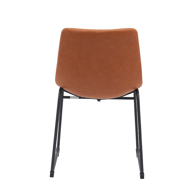 LABEL51 Eetkamerstoelen Risto - Cognac - Kunstleder - Zwart Metalen Frame