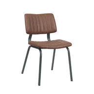 LABEL51 Eetkamerstoelen Gusto - Bruin - Kunstleder - Zwart Metalen Frame