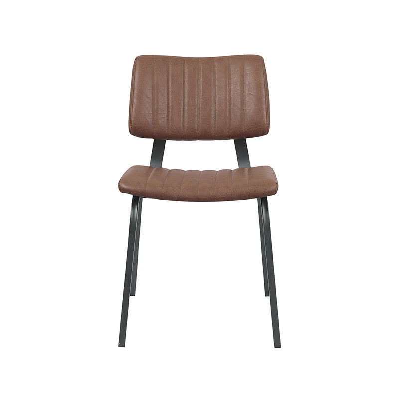 LABEL51 Eetkamerstoelen Gusto - Bruin - Kunstleder - Zwart Metalen Frame