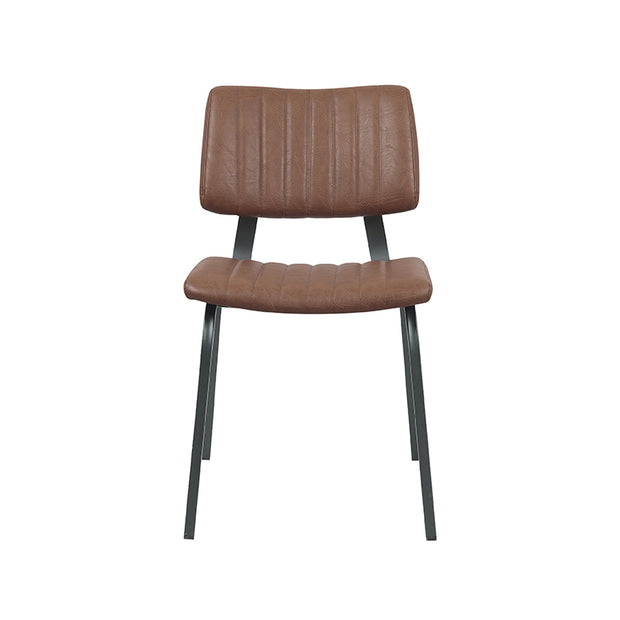 LABEL51 Eetkamerstoelen Gusto - Bruin - Kunstleder - Zwart Metalen Frame
