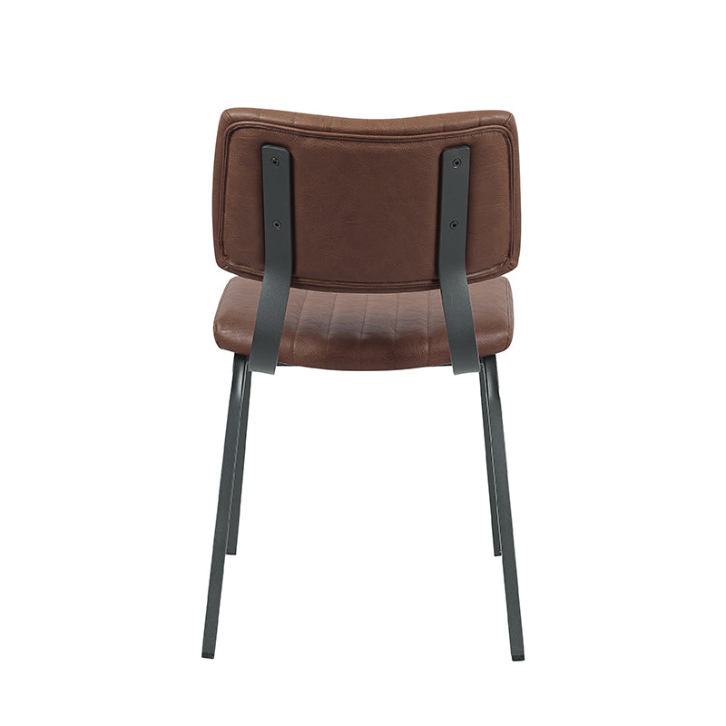 LABEL51 Eetkamerstoelen Gusto - Bruin - Kunstleder - Zwart Metalen Frame