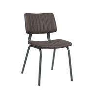 LABEL51 Eetkamerstoelen Gusto - Donkerbruin - Kunstleder - Zwart Metalen Frame