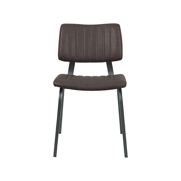 LABEL51 Eetkamerstoelen Gusto - Donkerbruin - Kunstleder - Zwart Metalen Frame