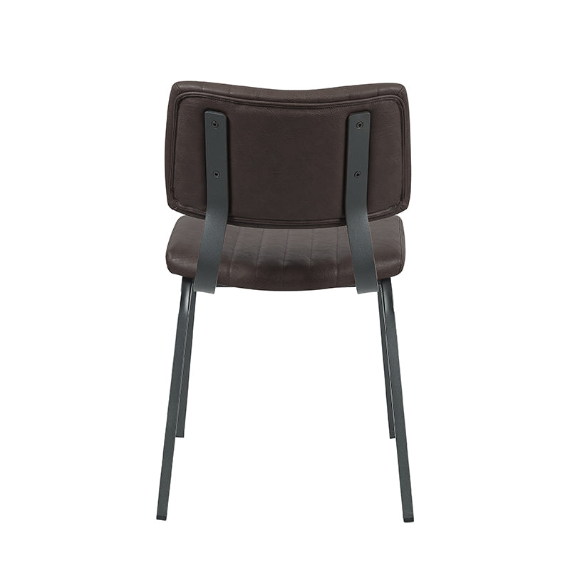 LABEL51 Eetkamerstoelen Gusto - Donkerbruin - Kunstleder - Zwart Metalen Frame