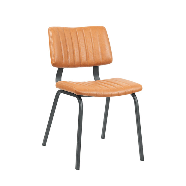 LABEL51 Eetkamerstoelen Gusto - Cognac - Kunstleder - Zwart Metalen Frame