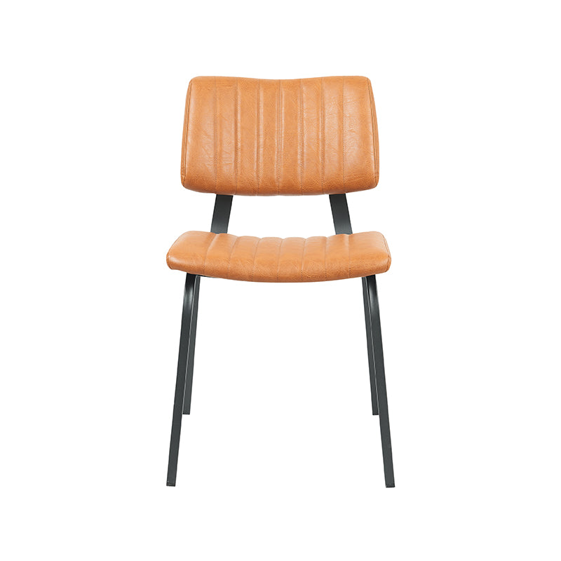 LABEL51 Eetkamerstoelen Gusto - Cognac - Kunstleder - Zwart Metalen Frame