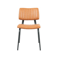 LABEL51 Eetkamerstoelen Gusto - Cognac - Kunstleder - Zwart Metalen Frame