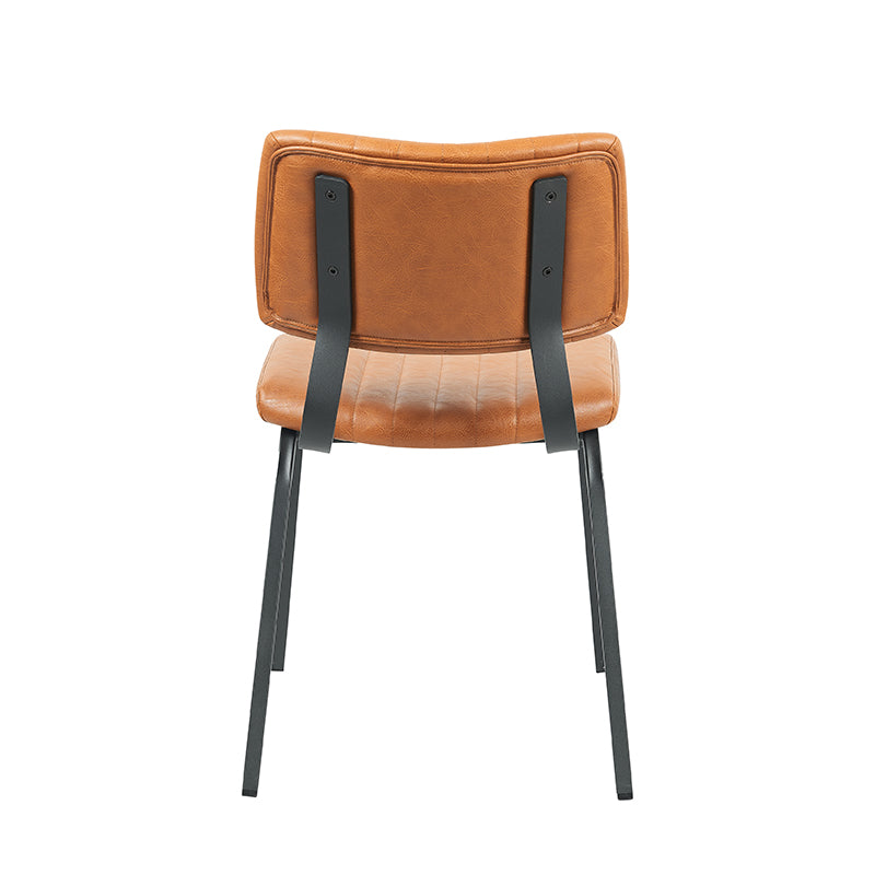 LABEL51 Eetkamerstoelen Gusto - Cognac - Kunstleder - Zwart Metalen Frame