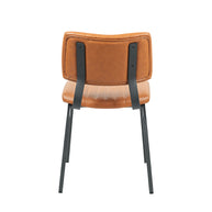 LABEL51 Eetkamerstoelen Gusto - Cognac - Kunstleder - Zwart Metalen Frame