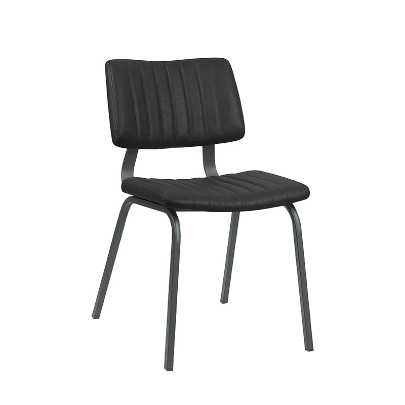 LABEL51 Eetkamerstoelen Gusto - Zwart - Kunstleder - Zwart Metalen Frame