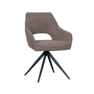 LABEL51 Eetkamerstoelen Finley - Bruin - Boucle - Zwart Metalen Frame