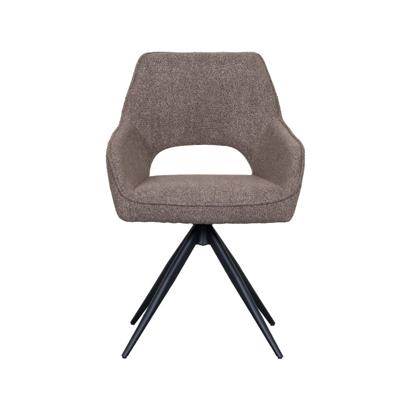 LABEL51 Eetkamerstoelen Finley - Bruin - Boucle - Zwart Metalen Frame