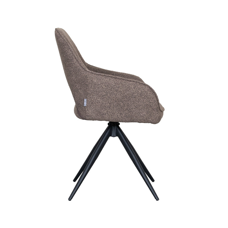 LABEL51 Eetkamerstoelen Finley - Bruin - Boucle - Zwart Metalen Frame