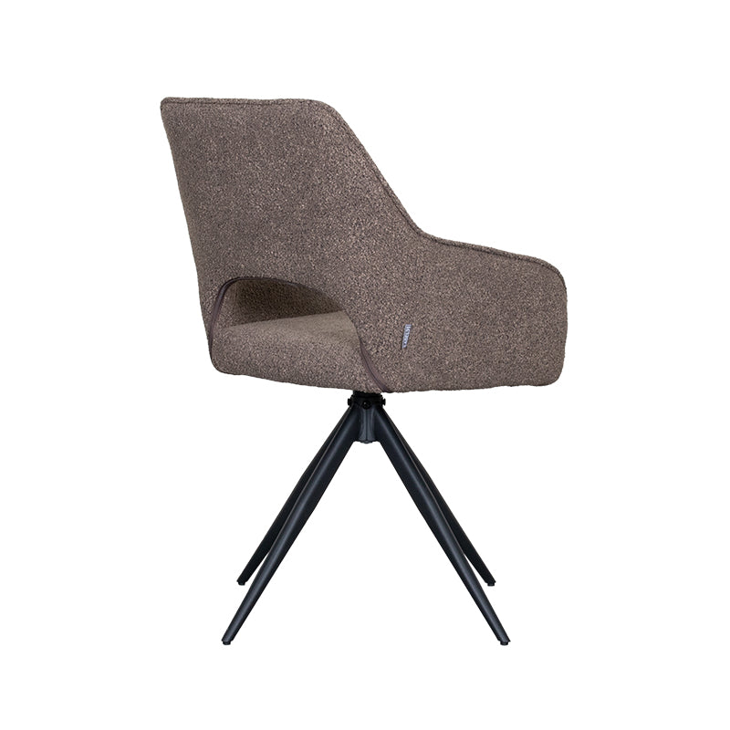 LABEL51 Eetkamerstoelen Finley - Bruin - Boucle - Zwart Metalen Frame