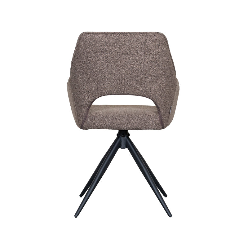 LABEL51 Eetkamerstoelen Finley - Bruin - Boucle - Zwart Metalen Frame
