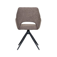 LABEL51 Eetkamerstoelen Finley - Bruin - Boucle - Zwart Metalen Frame