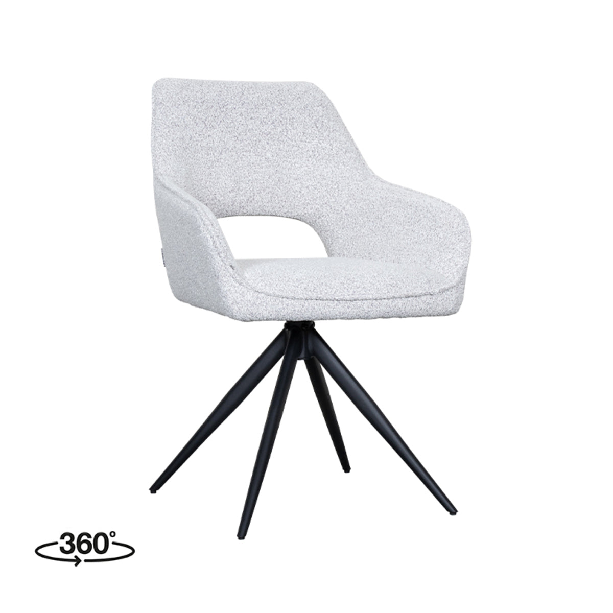 LABEL51 Eetkamerstoelen Finley - Champagne - Boucle - Zwart Metalen Frame