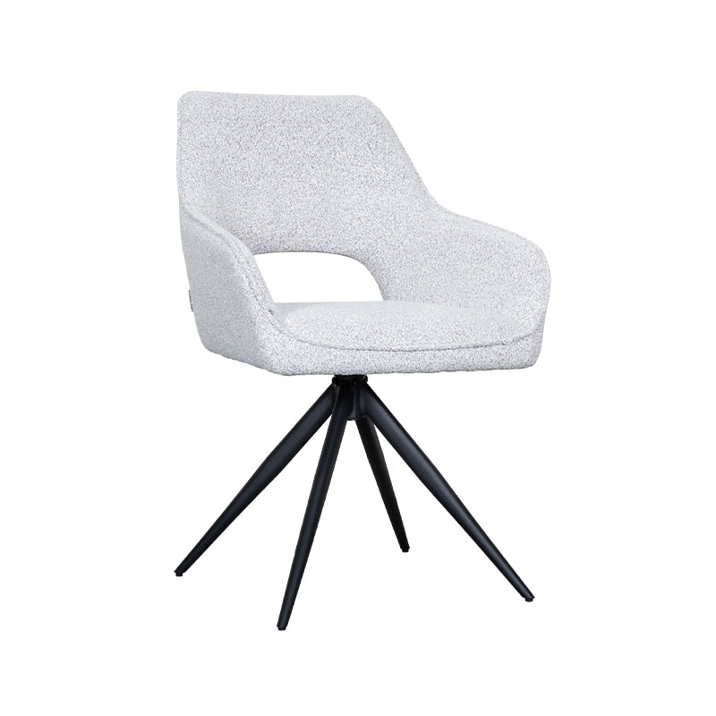 LABEL51 Eetkamerstoelen Finley - Champagne - Boucle - Zwart Metalen Frame