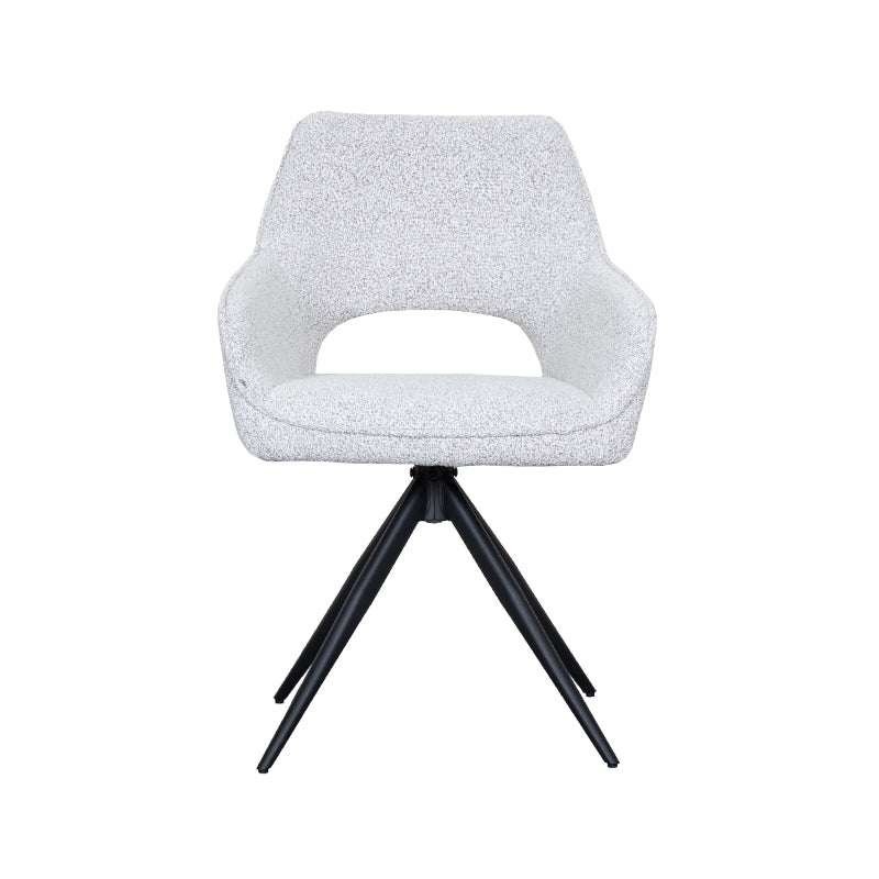 LABEL51 Eetkamerstoelen Finley - Champagne - Boucle - Zwart Metalen Frame