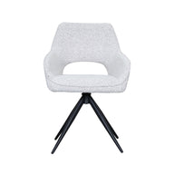 LABEL51 Eetkamerstoelen Finley - Champagne - Boucle - Zwart Metalen Frame