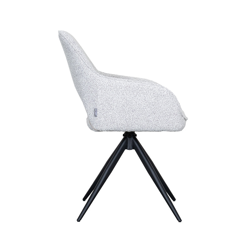 LABEL51 Eetkamerstoelen Finley - Champagne - Boucle - Zwart Metalen Frame