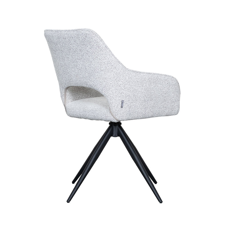 LABEL51 Eetkamerstoelen Finley - Champagne - Boucle - Zwart Metalen Frame