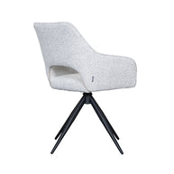 LABEL51 Eetkamerstoelen Finley - Champagne - Boucle - Zwart Metalen Frame