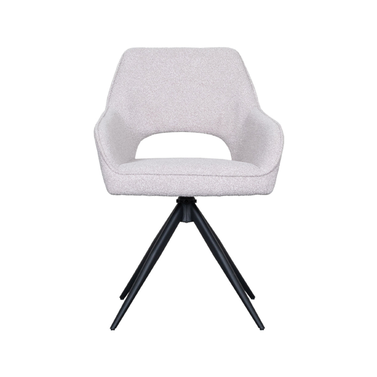 LABEL51 Eetkamerstoelen Finley - Naturel - Boucle - Zwart Metalen Frame