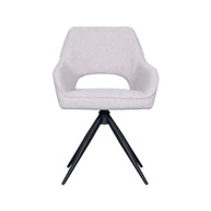 LABEL51 Eetkamerstoelen Finley - Naturel - Boucle - Zwart Metalen Frame